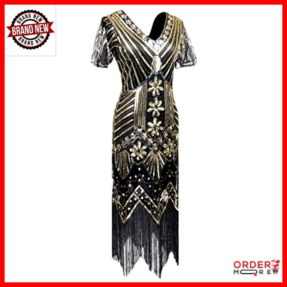 Vintage Lace Fringed 1920s Cocktail Dress with Accessories Set - Picture 3 of 7